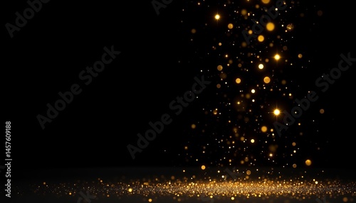 A black background with a lot of gold glitter