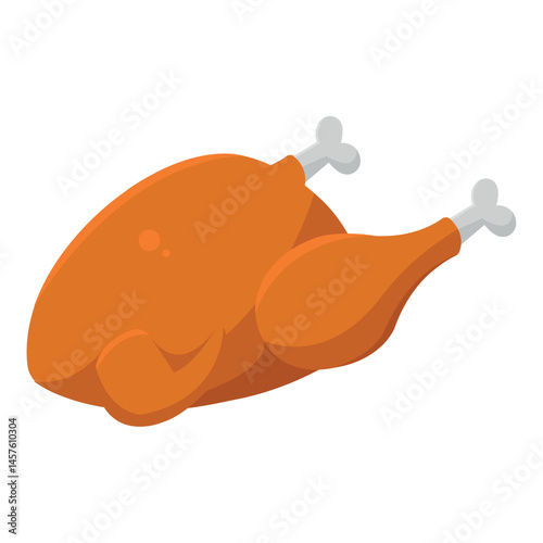 Roasted turkey cartoon. Vector