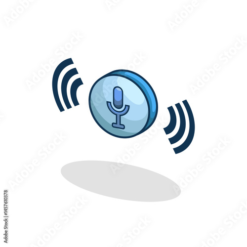 Vector illustration of a voice assistant device with sound waves representing smart AI interaction and virtual command technology Editable and scalable vector suitable for apps websites and tech prese