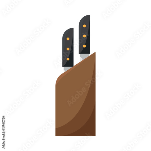Knife block with cutlery. Vector