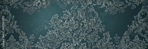 Rich teal & silver damask, subtle sheen  Elegant seamless pattern for upscale interiors , damask, home, modern