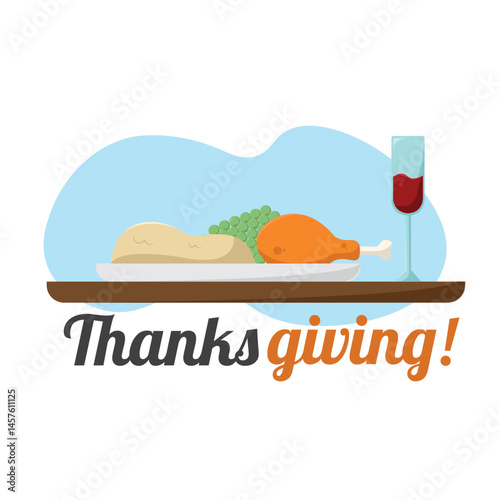 Thanksgiving food plate. Vector