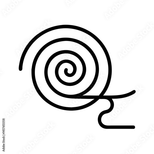 Black line icon of mosquito coil spiral for insect repellent use, vector illustration of pest control device, isolated on white background

