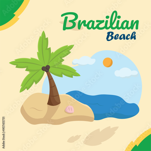 Tropical island beach. Vector