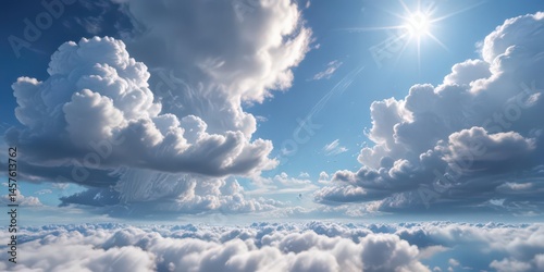 Azure sky, delicate clouds bridging earth and sky,  connection, sky