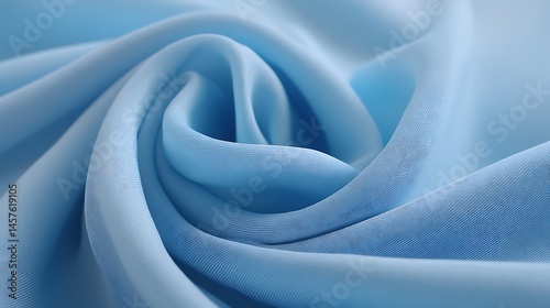 柔らかく波打つ青いシルク生地の質感