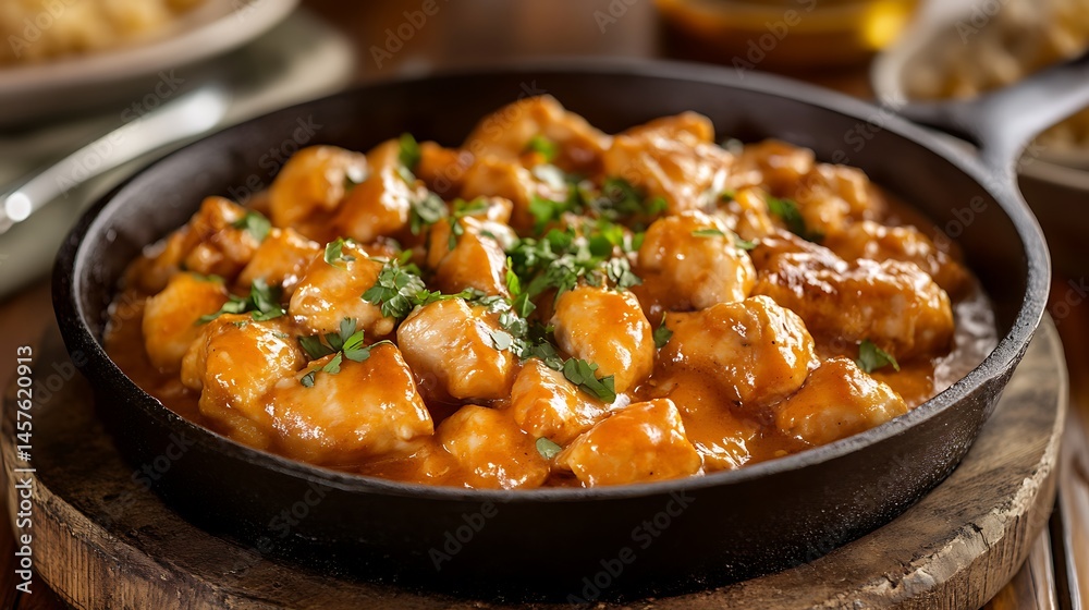 スキレットで焼いたクリーミーなチキン料理 スキレットで焼いたクリーミーなチキン料理