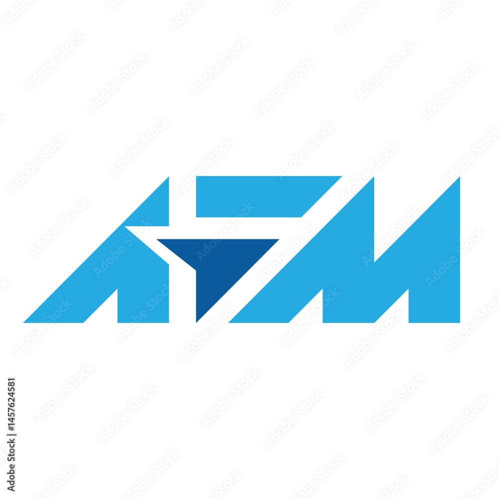 this is a logo design of initial AFM in clean sharp style in blue color on a white background this is a logo design of initial AFM in clean sharp style in blue color on a white background
