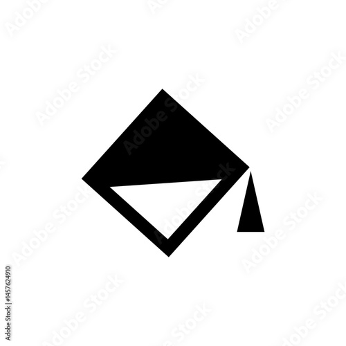 Intricate geometric design featuring a black triangular and square shape with unique angles