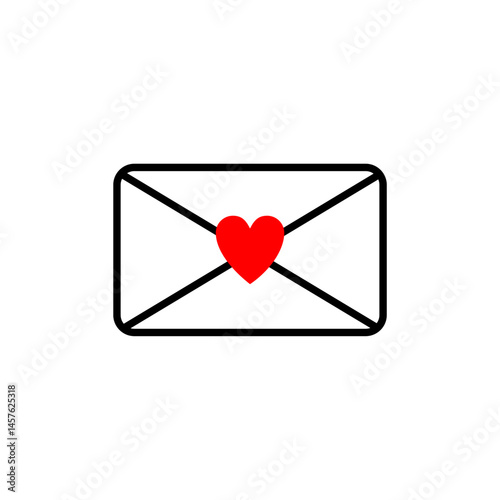 Colorful envelope design with a red heart symbolizing love and communication in an artistic style