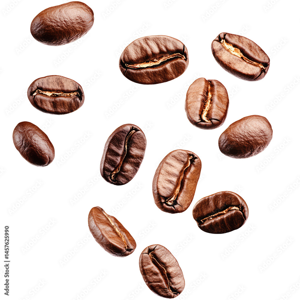 Coffee Beans Falling in an Arc Shape Coffee Beans Falling in an Arc Shape