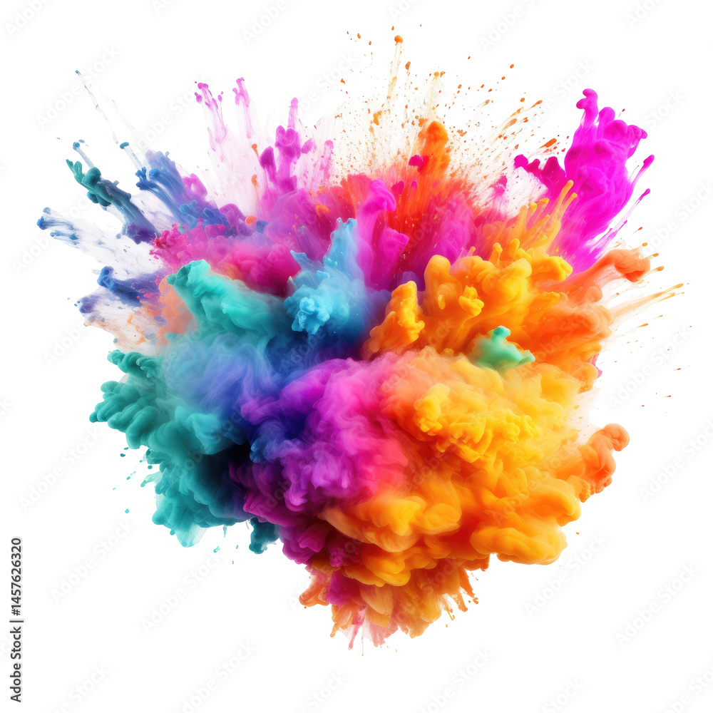 Fototapeta premium Rainbow Powder Explosion on transparent background