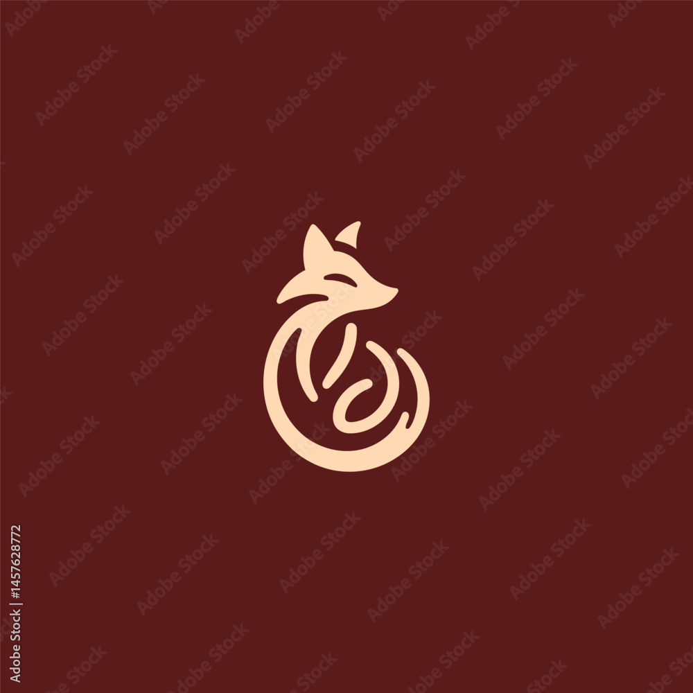 Fototapeta premium Kitsune logo in stylized, mystical and elegant silhouette.