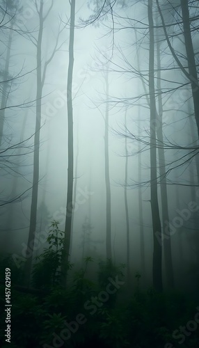 foggy forest filled with lots of trees