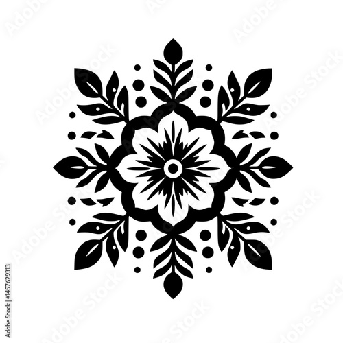 Elegant Floral Mandala in Black and White