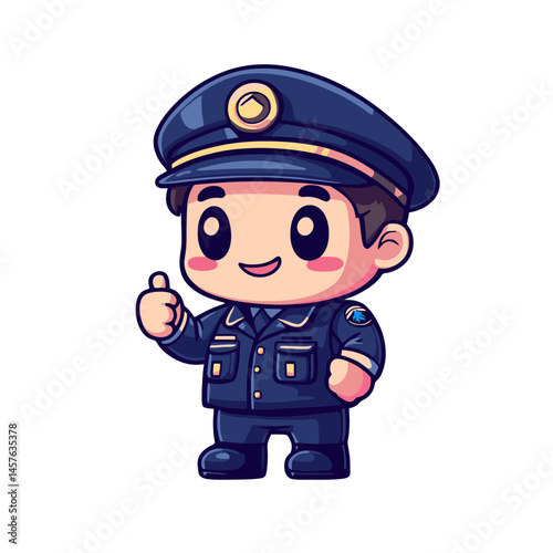 Charming kawaii chibi pilot character icon designed for playful and cheerful themes in digital art and illustrations