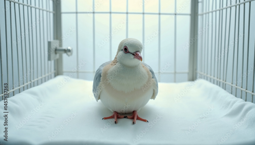Bird in Cage, National Pet Day - Comfy Bird Relaxing in a Cage