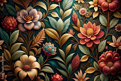 Art Deco Floral Pattern - Low Light Photography Stock Image