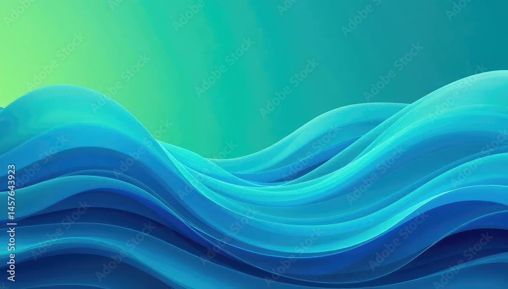 Fototapeta premium Abstract wavy lines, flowing curves in calming blues and greens , dynamic, color, lines