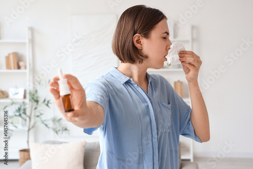 Allergic young woman with t...