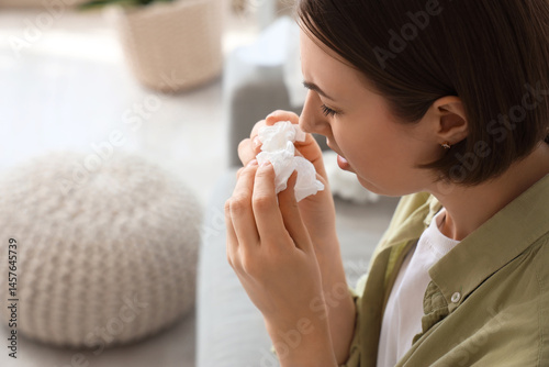 Allergic young woman with t...