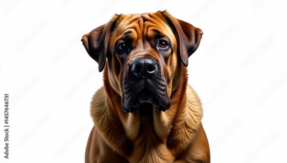 Obraz premium Imposing mastiff, head and shoulders, pure white backdrop, majestic, pet, strong