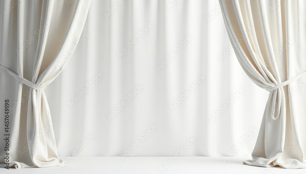 Simple white linen curtains, flowing backdrop, seamless, interior Simple white linen curtains, flowing backdrop, seamless, interior