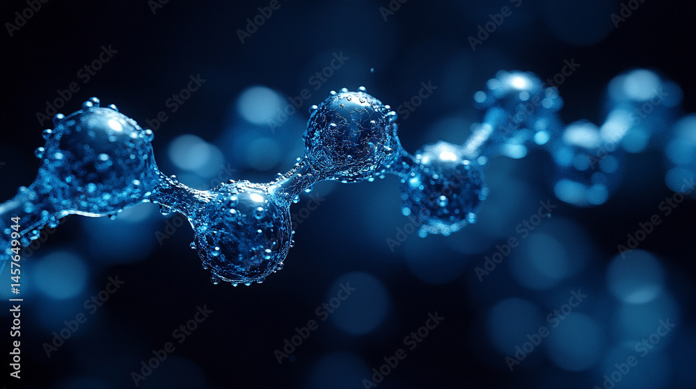 Close-up macro of a nanotechnology molecular fiber reveals intricate structure and interconnections, symbolizing innovation in advanced science, material engineering, biotechnology, and medicine.