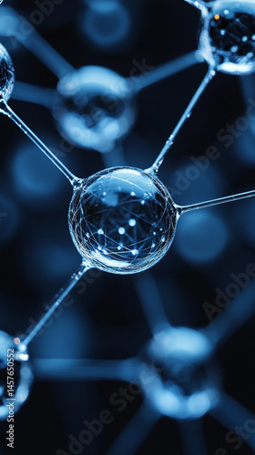 Obraz na płótnie Close-up macro of a nanotechnology molecular fiber reveals intricate structure and interconnections, symbolizing innovation in advanced science, material engineering, biotechnology, and medicine.
w salonie