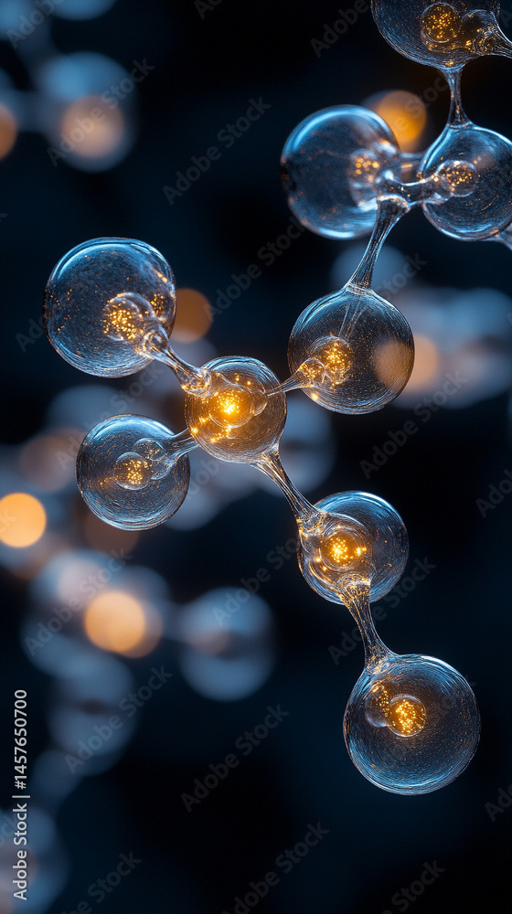 Close-up macro of a nanotechnology molecular fiber reveals intricate structure and interconnections, symbolizing innovation in advanced science, material engineering, biotechnology, and medicine.