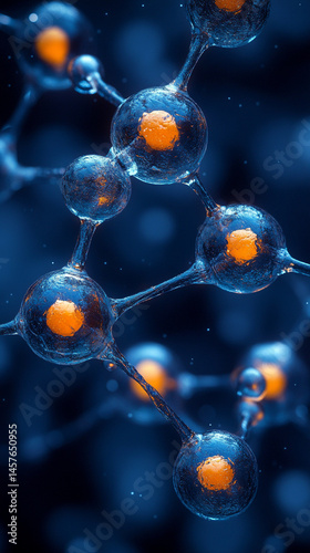Obraz na płótnie Close-up macro of a nanotechnology molecular fiber reveals intricate structure and interconnections, symbolizing innovation in advanced science, material engineering, biotechnology, and medicine.
w salonie