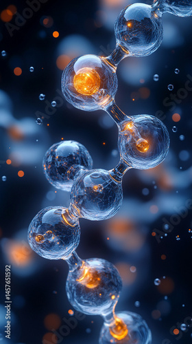 Close-up macro of a nanotechnology molecular fiber reveals intricate structure and interconnections, symbolizing innovation in advanced science, material engineering, biotechnology, and medicine.

