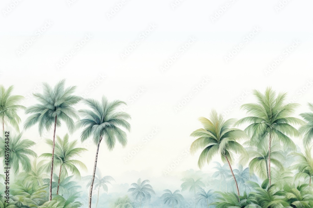 Fototapeta premium Painting of coconut trees landscape nature outdoors.