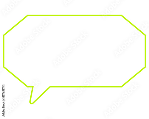 シンプルなカラー線の吹き出し　細長い八角形