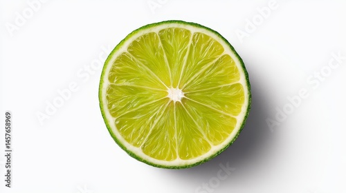 Vibrant lime slice on white, a closeup of fresh citrus fruit 