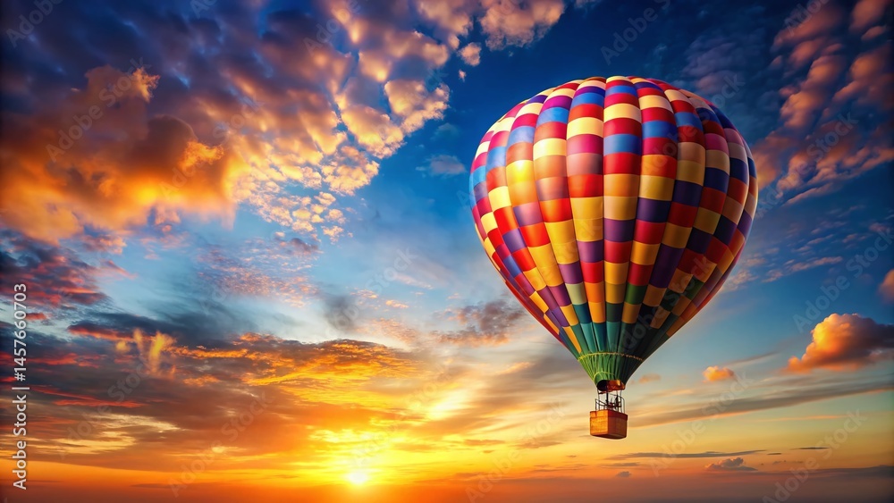 Fototapeta premium Colorful Hot Air Balloon Festival: Majestic Sunrise Flight Over Scenic Landscape