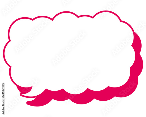 シンプルなカラー線の吹き出し　細長い雲形