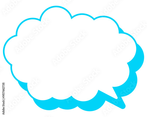 シンプルなカラー線の吹き出し　丸みのある雲形