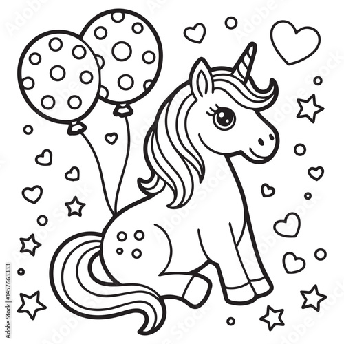 Free vector cute coloring book with unicorn -unicorn love coloring pages 