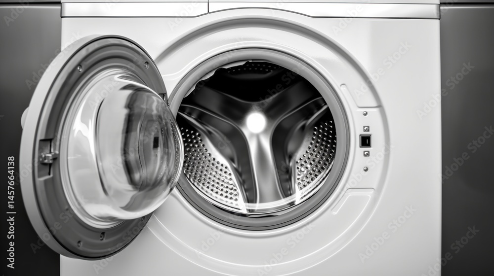 Open washing machine drum, clean interior Open washing machine drum, clean interior