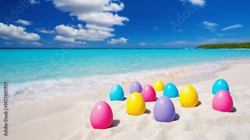 Wallpaper Mural Colorful Easter eggs on tropical beach Torontodigital.ca