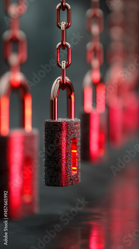 Obraz na płótnie Abstract digital padlock glows over a futuristic network background, symbolizing cybersecurity, global data protection, and secure digital infrastructure for business and personal information.
w salonie