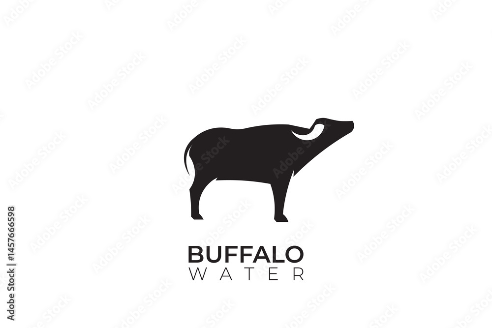 Obraz premium Buffalo bull silhouette vector design, simple buffalo logo vector