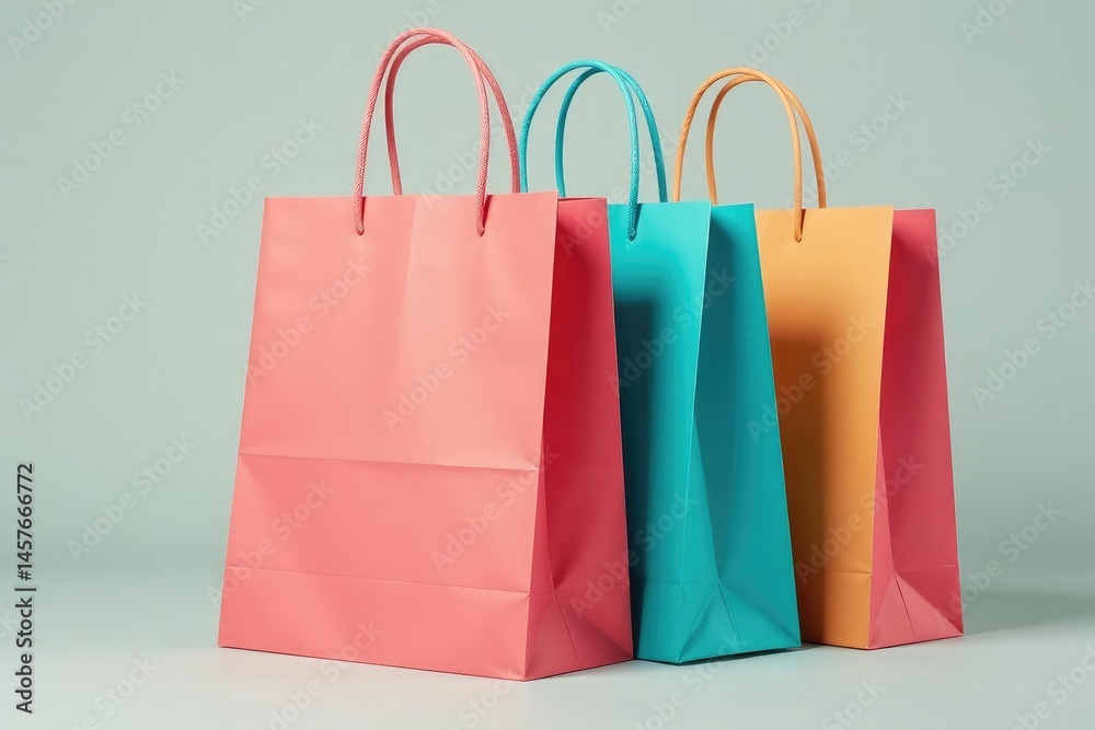 Full paper shopping bag, handles visible, slightly crumpled, item, studio Full paper shopping bag, handles visible, slightly crumpled, item, studio