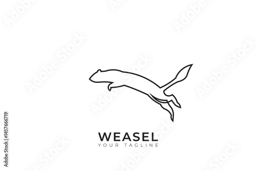 Weasel silhouette vector design, jump weasel logo with simple and minimalist design