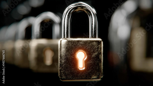 Abstract digital padlock glows over a futuristic network background, symbolizing cybersecurity, global data protection, and secure digital infrastructure for business and personal information.

