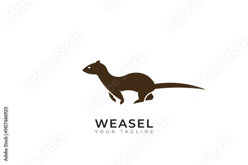 Weasel silhouette vector design, jump weasel logo with simple and minimalist design