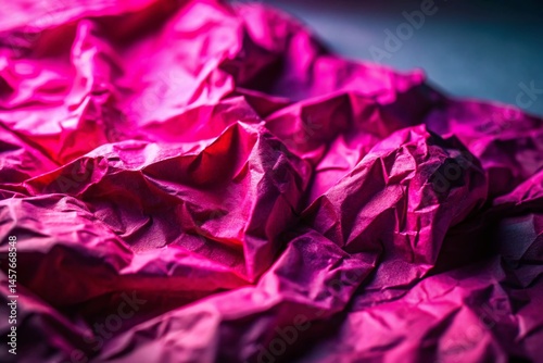 Crumpled Pink Paper Texture: Vibrant Creases & Low Light Photography