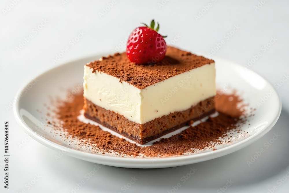 Single serving tiramisu, dusted cocoa, white background , creamy, italian dessert, delicious food Single serving tiramisu, dusted cocoa, white background , creamy, italian dessert, delicious food