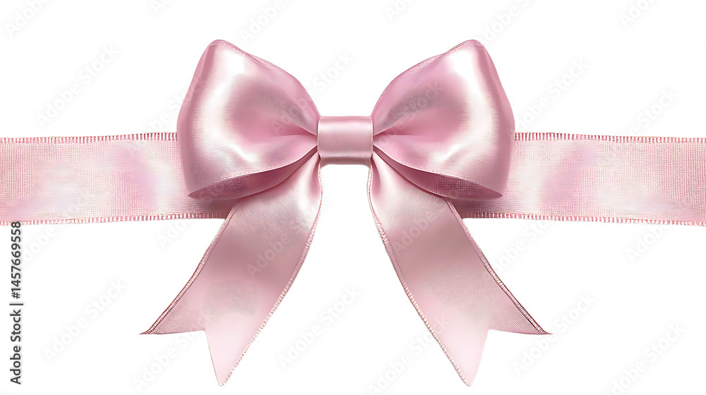 Fototapeta premium Beautiful Pink Ribbon Bow Tied with Care Perfect for Gift Wrapping or Decoration